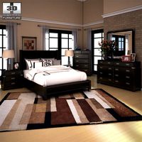 3D model of Ashley Diana Platform Bedroom Set