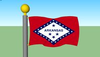 Arkansas State Flag with Flagpole