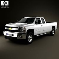3D model of Chevrolet Silverado HD Extended Cab Long Bed 2011