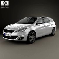 3D model of Peugeot 308 SW with HQ interior 2014