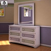 3D model of Ashley Sandhill Dresser & Mirror