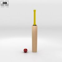 3D model of Cricket Bat &amp; Ball