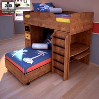 3D model of Ashley Alexander Youth Loft Bed