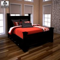 3D model of Ashley Shay Queen Poster Bed with Storage