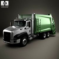 3D model of Caterpillar CT660 Rolloffcon Garbage Truck 2011