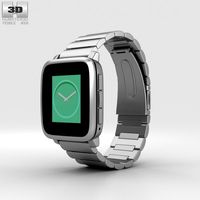3D model of Pebble Time Steel Silver Metal Band