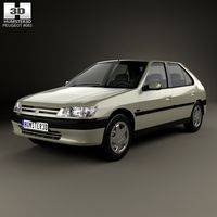 3D model of Peugeot 306 5-door hatchback 1993