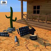 3D model of Wild West RailStation House 01 Set