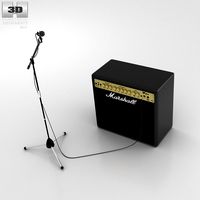3D model of Microphone with Holder and Amp