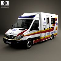 3D model of Mercedes-Benz Sprinter (W906) Ambulance 2011