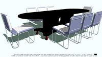 TABLE BLACK TOP & 8 CHAIRS YOU CHOOSE CUSHION COLOR BY JOHN A WEICK RA