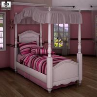 3D model of Ashley Exquisite Twin Poster Bed