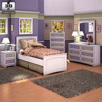 3D model of Ashley Sandhill Panel Bedroom Set