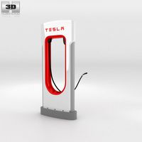3D model of Tesla Supercharger with Open Charging Port