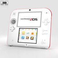 3D model of Nintendo 2DS White + Red