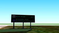 Golf Road 2 1/2 miles/ I-90 Kennedy Expwy/NW Tollway 7 Miles