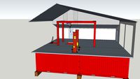 Mechanical workshop with shipping container cellar