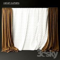 Curtains made of velvet with pleats