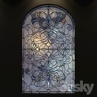 Stained glass window with arch