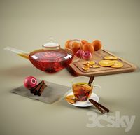 Tea with cinnamon and fruits