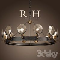 RH / GASLIGHT LENS CHANDELIER 42 "