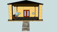 Pavillion with bench and pylon