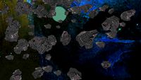 A view of Guadinia through the asteroid belt