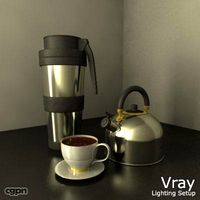 thermos, cup and teapot3d model