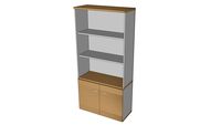 Librería alta de 100 cm con 2 puertas bajas y 3 estantes moviles haya/ aluminio