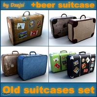 Old big suitcases collection3d model