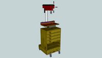 Northern Industrial drill press with base, cab, and table.