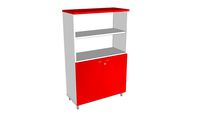 Librería media con puertas bajas con patas 90x 42x 140 cm rojo