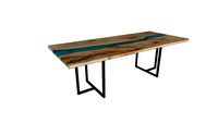 Table RIVER en orme et epoxy - pieds T 3x3