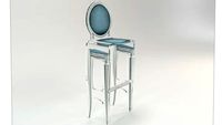 TABOURET SIXTEEN BLEU PASTEL CONTOUR BLANC Acrila Furniture