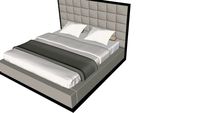 Ludlow King Bed in Pearl Gray Eco Leather and Gray Oak by Modloft