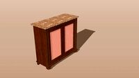 Antique Chiffonier - sideboard - cupboard - buffet bas - mahogany, marble top, pleated fabric doors