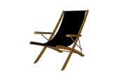 Transat Chaise longue noir et bois avec accoudoirs