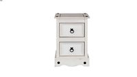 Mesa de Cabeceira de Madeira 2 Gavetas Branco Lavado CRW509 Pense Dentro da Caixa