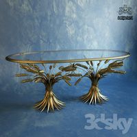 Coco Chanel style wheat coffeetable in glass and gold