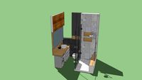 Modern bathroom with toilet, bowl sink and shower