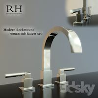 Modern deckmount roman tub faucet set