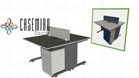 ESTAÇÃO DE TRABALHO DUPLA COM APOIO EM METAL COM DIVISÓRIA E GAVETEIRO - CASEMIRO DECOR