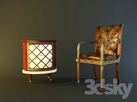 Chair with a patina + table