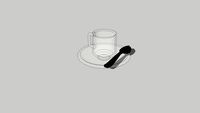 Taza de cafe cuchara plato