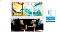 Quadro Múltiplo Marmorizado verde azul e amarelo