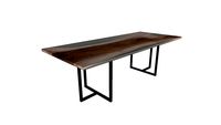 Table INDIANA en noyer et epoxy - pieds T 3x3