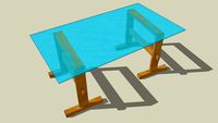 Table with glass top - Tisch mit Glasplatte