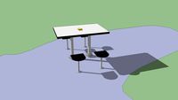 Arts canteen's chairs and desk in NUS