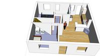 Maison et combles avec escaliers entre chambres
