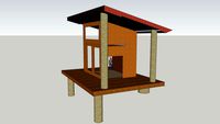Cabin for a wooded slope.